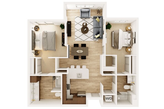2 Bed 2 Bath 4A 487 487 floor plan